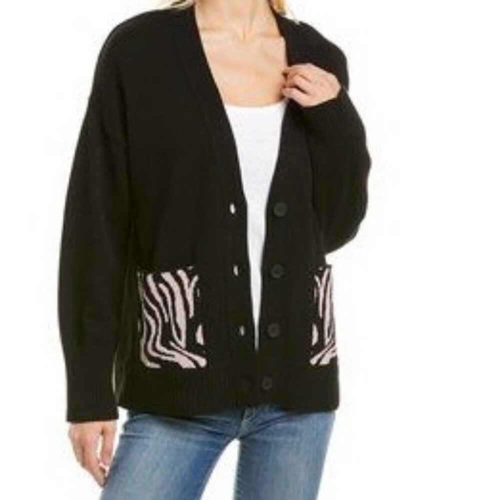 525 America Quartz Jacquard Cardigan Black Small NWT